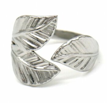 Ring leaf S-Steel gold en silver