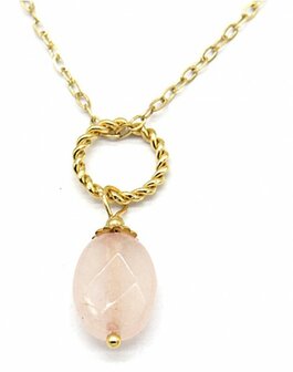 Necklace - Rose Quartz - s.steel gold or silver