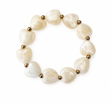 Harten armband beige
