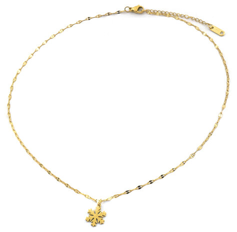 Necklace Snowflake s-steel gold